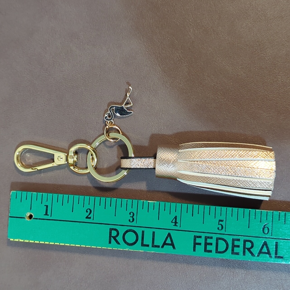 Tassel Purse Charm Keychain Clip Flamingo Gold Rose gold New - Picture 4 of 5